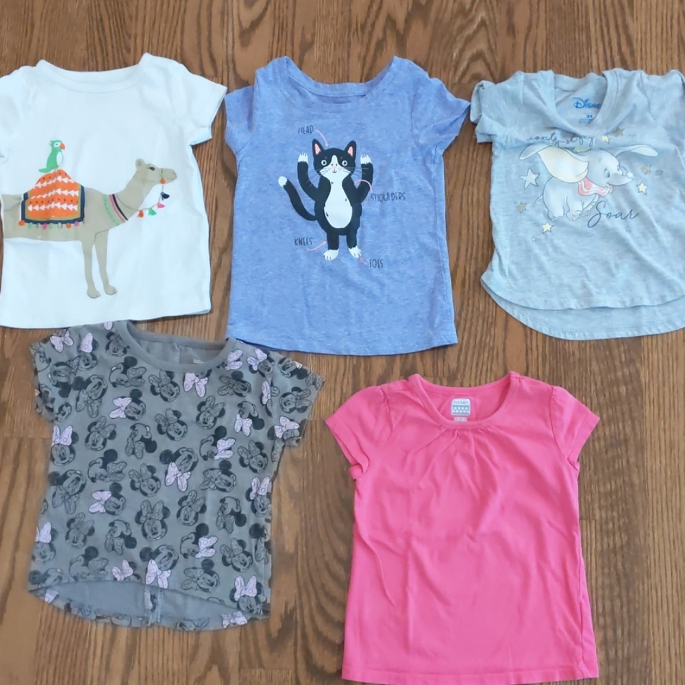 Set of 5 toddler girl-style tshirts size 2T